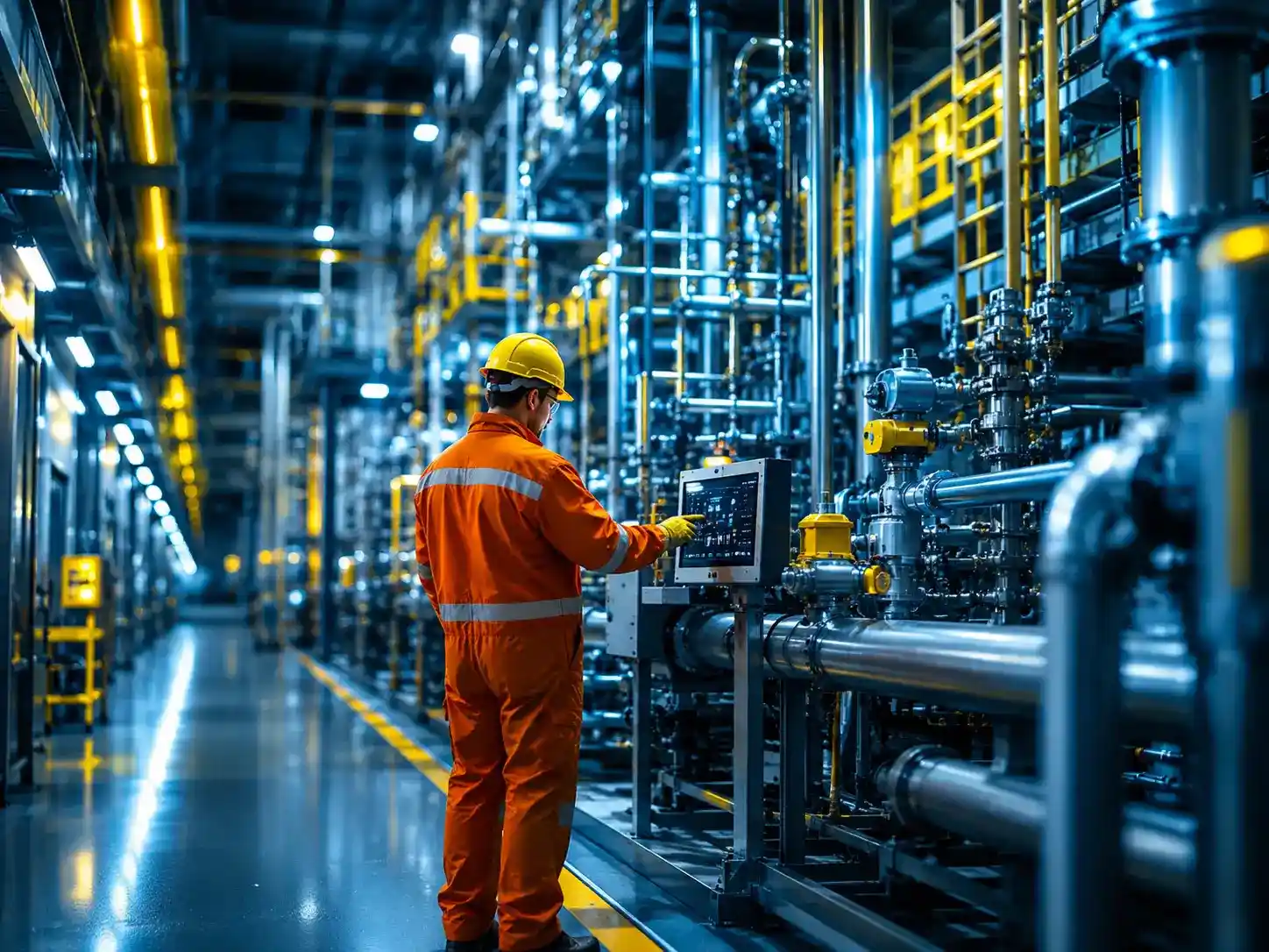 worker inspecting factory